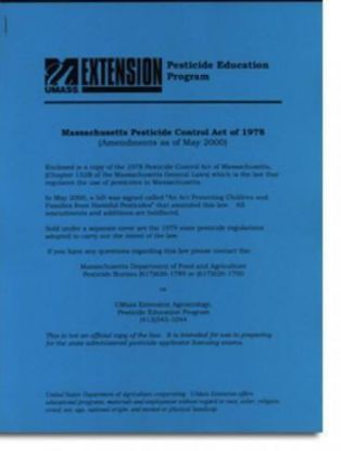 Picture of (A2) Massachusetts Pesticide Control Act (revised 2015)    Also available as a free download: Copy and paste: https://malegislature.gov/Laws/GeneralLaws/PartI/TitleXIX/Chapter132B